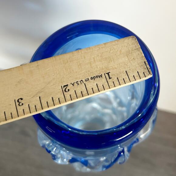 Vintage Hand Made Cobalt Blue Ombré “Web” Italian Art Glass Vase Pair 13” - Picture 7 of 12